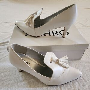 Ashro Elegant Cream Tassel Heels